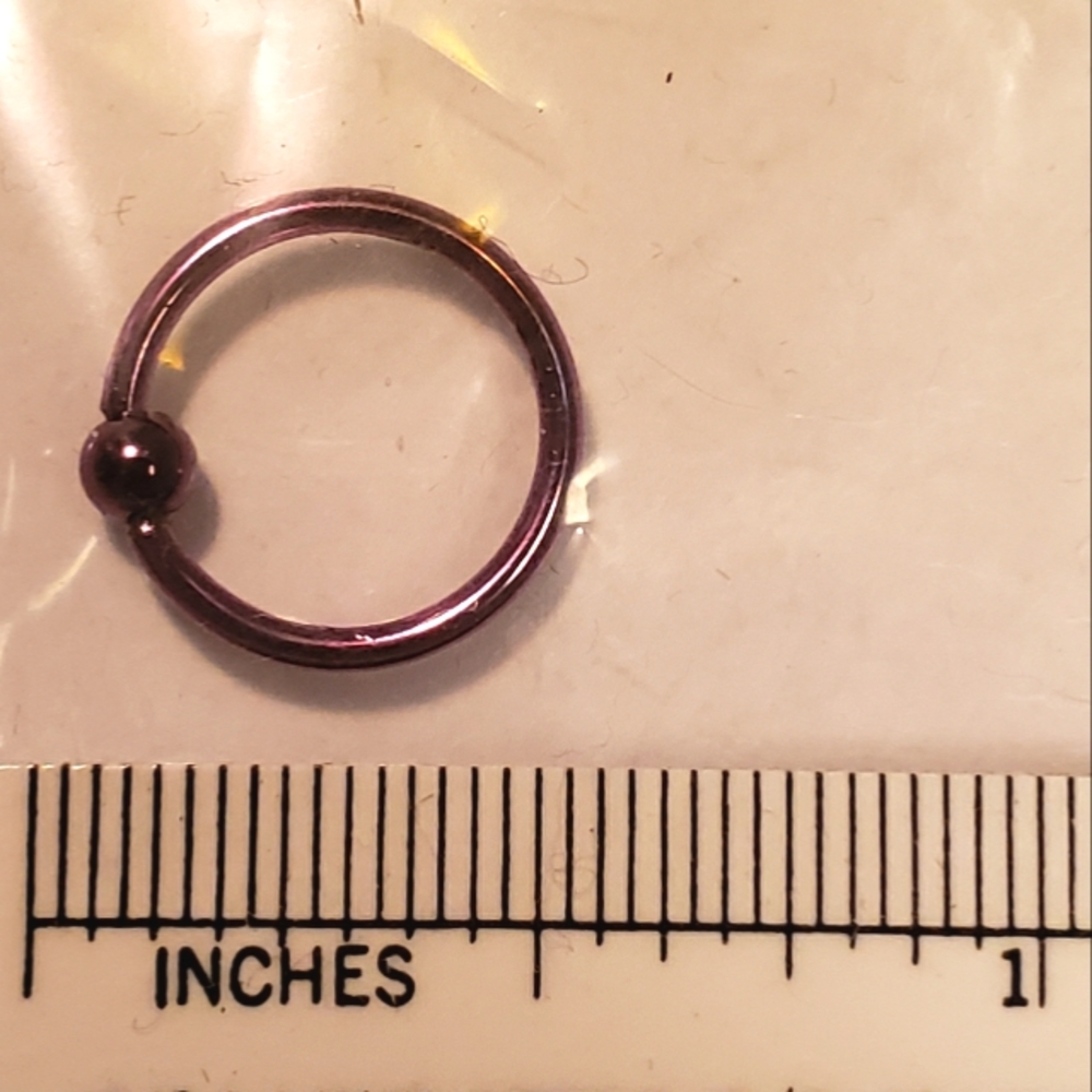 NWOT, 16g, Light Pink/Purple, Unisex, BCR Ball Captive Hoop Earring
